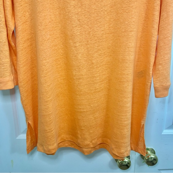 Chico's 100% Linen Orange Sequin V-Neck Long Line Tunic Size Large - Picture 4 of 16